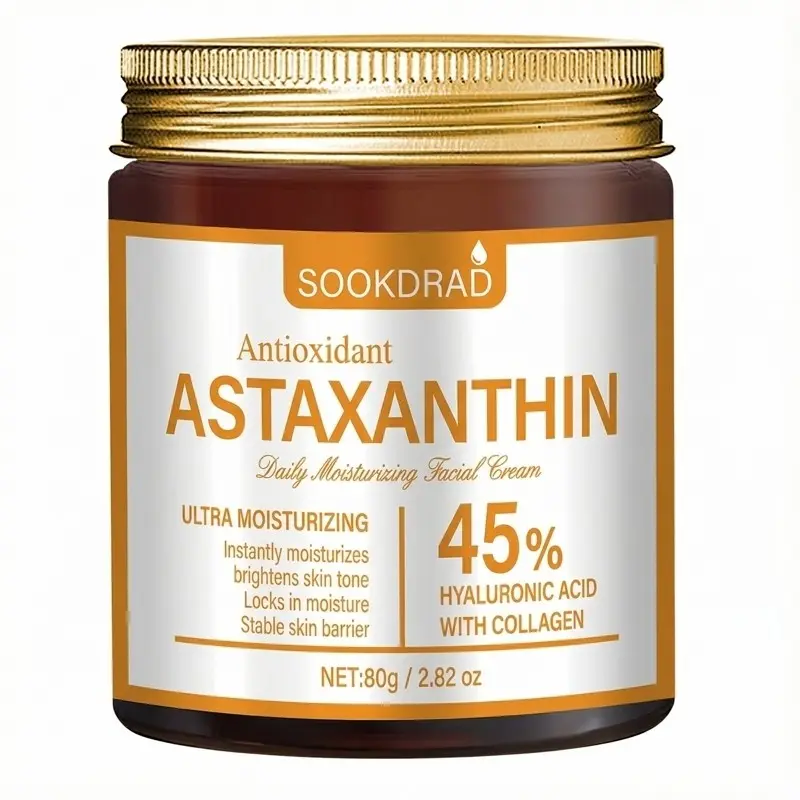 High-Efficiency Astaxanthin Cream, Contains Collagen and 45% Hyaluronic Acid, Deep Moisture Lock, 80g, Ideal for Dry Skin