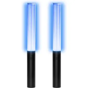 LED Glow Sticks Reusable Glow Favor Supplies Multicolor Light Up Stick Idol Concert LED Flashing Bright Glow Lightsticks for Wedding, Birthday, Raves, Concert, Halloween, Christmas (Black-2Pack)