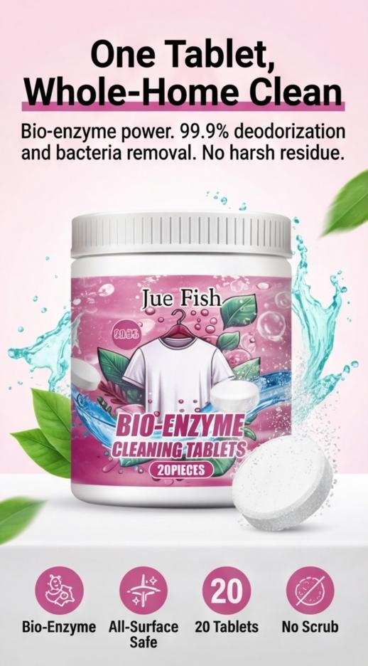 All-Purpose Multi-Effect Cleaning Tablets Removes Limescale, Mold and Sauce Stains Works on Tough Stains for Clothing, Home, Kitchen and Dining Surfaces