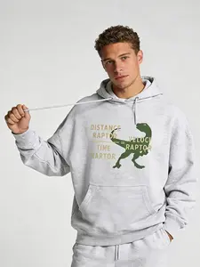 Geeksoutfit Dino Graphic Hoodie Unisex – Vintage Velociraptor Print Pullover Sweatshirt for Men Women Casual Streetwear Gift Menswear Garment tiktok shop deals