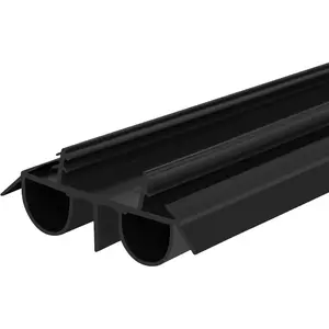 36" Kerf Slide-in Double Bulb Seal Weatherstrip Door Bottom - Durable Seal for Energy Efficiency & Draft Protection (Black)
