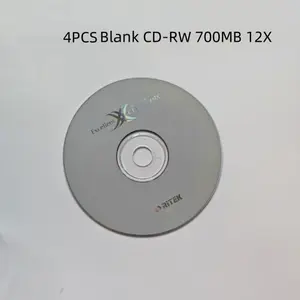 4 Pack Rewritable Blank CD-RW, 700mb 12x Speed, Durable Data Storage Discs, Ideal for Music & Photos