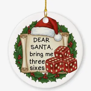 Vintage Ceramic Round Dice Game Ornament, 3-6s Family Theme Keepsake Gift, Christmas Festive Holiday Decoration, Room Decor