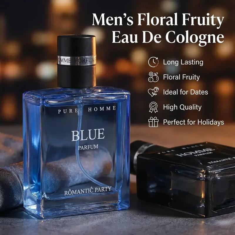 Men's Fashion Eau de Cologne,1 Count Long-Lasting High-Quality Floral Fruity Scented Perfume, Ideal for Holidays, Dates and Everyday Wear