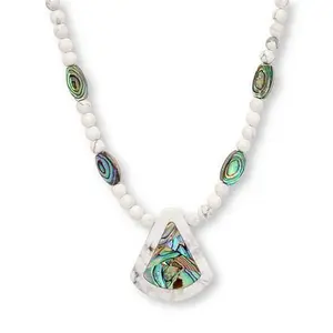 Mine Finds by Jay King Sterling Silver Magnesite and Abalone Inlay 18" Necklace