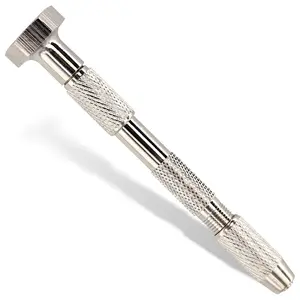 MaxoPro Swivel Head Pin Vise Hand Drill with Two Reversible Collets – Size Range (0-2.381 mm) - Nickel Plated, Anti- Slip Steel Body Resin Drill for Jewelry Making, Assembling, DIY Crafts