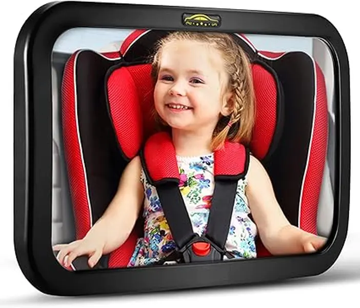 Rear-Facing Infant Child Car Seat Mirror, 360° Viewing Angle Adjustable, Wide View Shatterproof Acrylic, Secure Crash Tested and Certified Backseat Monitoring Safety Accessory