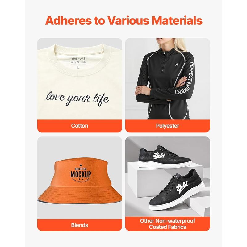 VEVOR Heat Transfer Vinyl, 12 in x 70 ft, Glossy Black HTV Iron on Vinyl Roll, Easy to Cut and Weed, Strong Adhesion, Compatible with Cutting Machines, for Various Materials, T-Shirts, Pillows, Hats