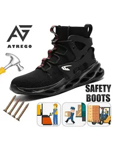 High Top Safety Shoes, Lightweight Steel Toe Shoes, Anti-smashing Steel Heel Work Shoes, Summer Comfort Worker Walking Shoes, Round Toe Footwear for Boy, Steel Toe Shoes for Men, Closed