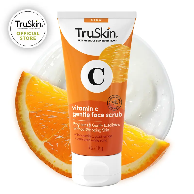 TruSkin Vitamin C Gentle Cream Face Scrub – Sculpt Firm Exfoliate – Softens & Smooths Skin without Stripping with Vitamin C, Yuzu Lemon, and Exfoliating Bora Bora White Sand – Award Winning Cleanser