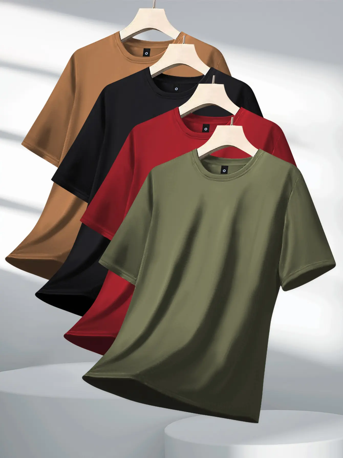 4 Pack Short Sleeve Tees for Men - Regular Fit, Solid Colors, Basic T-Shirts, Casual & Sporty, Great for Outdoor Activities, Summer Wear