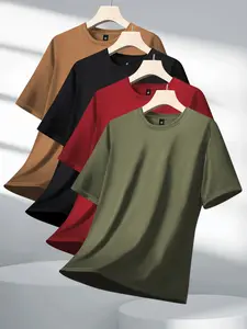 4 Pack Short Sleeve Tees for Men - Regular Fit, Solid Colors, Basic T-Shirts, Casual & Sporty, Great for Outdoor Activities, Summer Wear