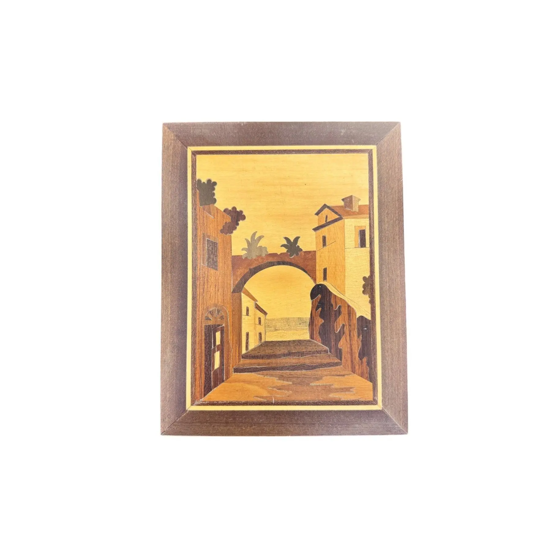 1960s INTARSA ITALIAN VILLA WALL ART