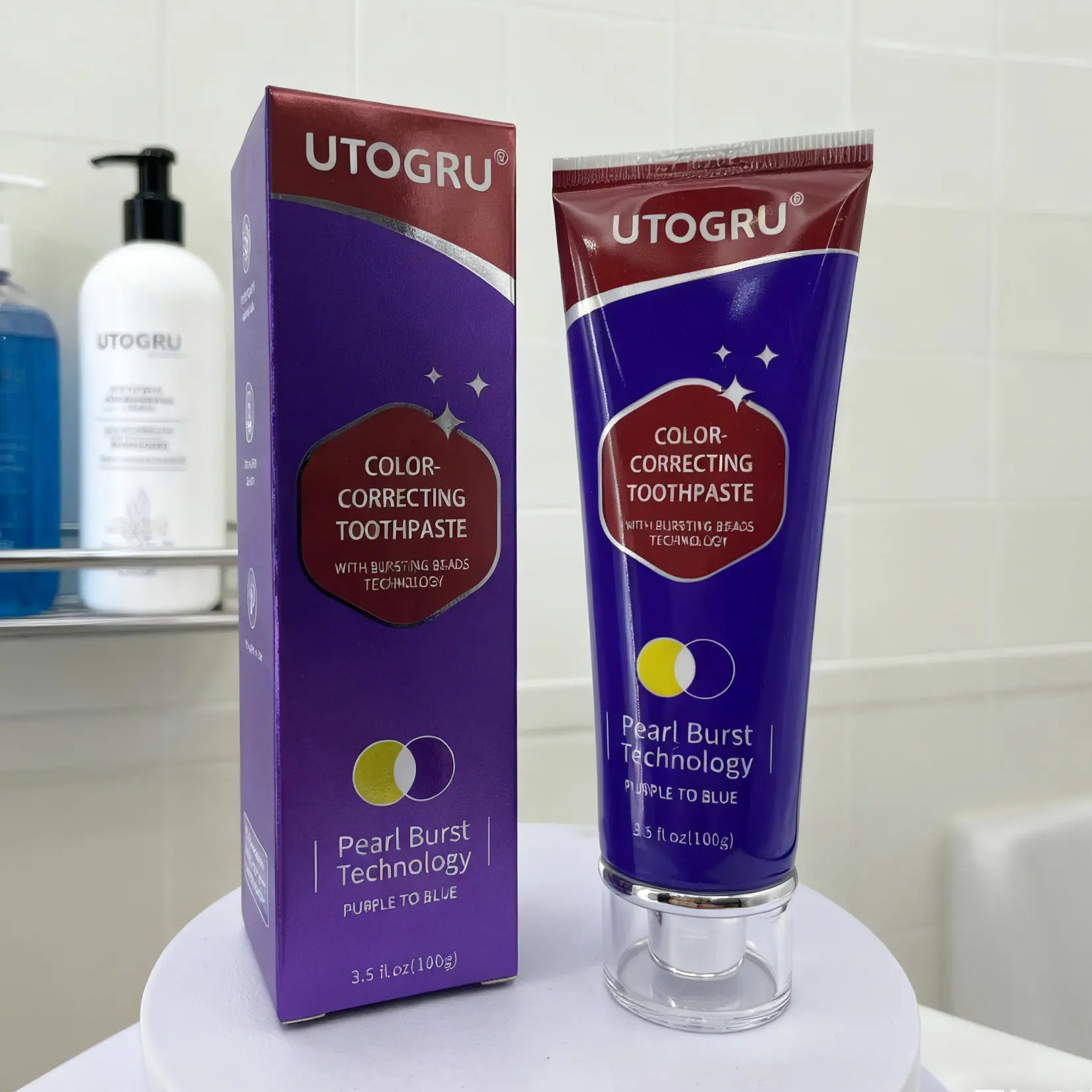 UTOGRU Colour Corrector - Tooth Stain Concealer,Triple Whitening Teeth Brightening Booster, Purple Toothpaste, Colour Correcting 100G