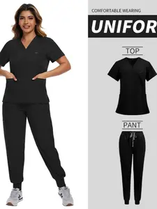 Women's Medical Scrub Set,Fitted Surgical Isolation Uniform, Nurse Workwear for Skin Care Clinic Aesthetician Dermatologist