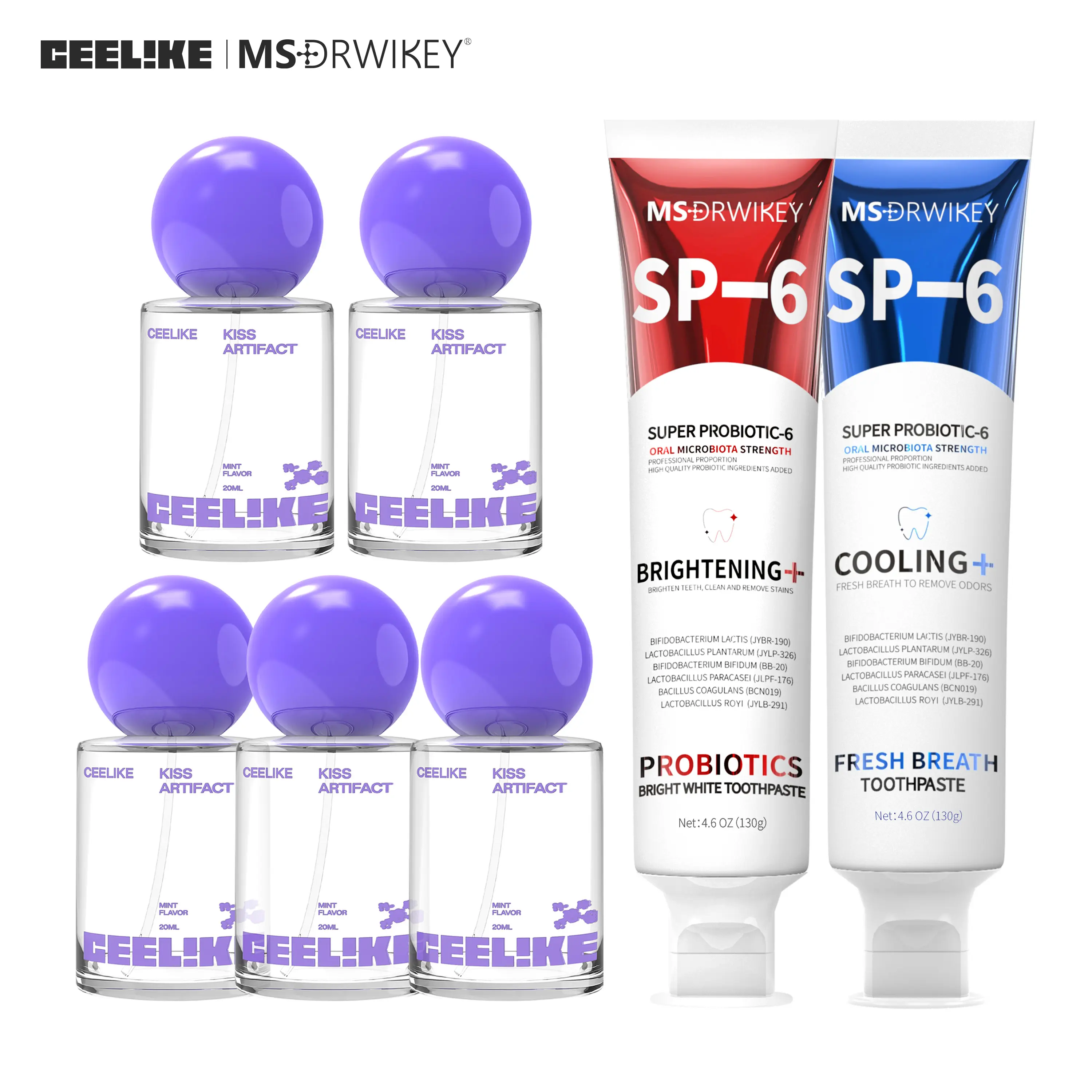 CEELIKE｜MSDRWIKEY Oral Care Set | 5 Oral Sprays + 2 Upgraded Toothpastes | Complete Fresh Breath & Enamel Protection