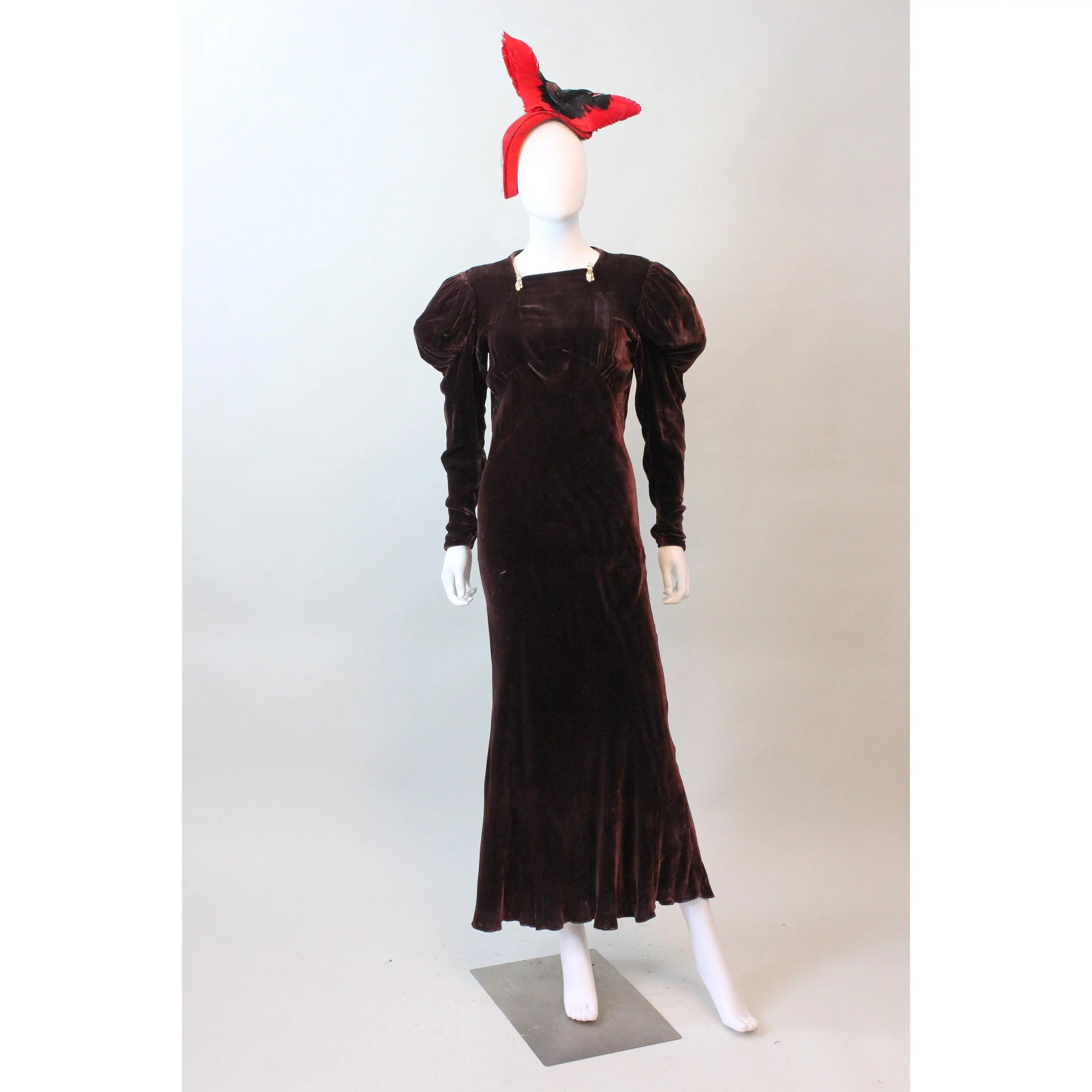 1930s LEG O MUTTON sleeves velvet dress small medium | new fall
