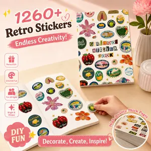 2026 New Girlhood Sticker Book, 1000+ Aesthetic Stickers, Cute Illustration Stickers, Includes 1000+ Retro-Style Stickers, for Notebooks, Backpacks, Water Bottles, Phone Cases, Etc, DIY Creative Gifts