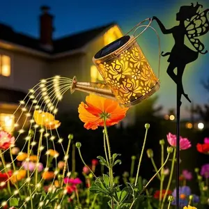 Solar Watering Can Light Outdoor Garden Decor, Landscape Lamp, Creative Gardening Gift, Starry Waterfall Garden Light