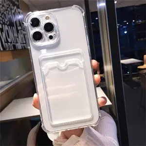 Simple Transparent Card Slot Bag Mobile Phone Case, Can Hold Wallet ID/Bank Card/Card Holder Mobile Phone Case/Can Save Photos Suitable for Apple iPhone 7 8 9 11 12 13 14 15 X XS XR Plus Pro Pro Max SE MINI Series Models