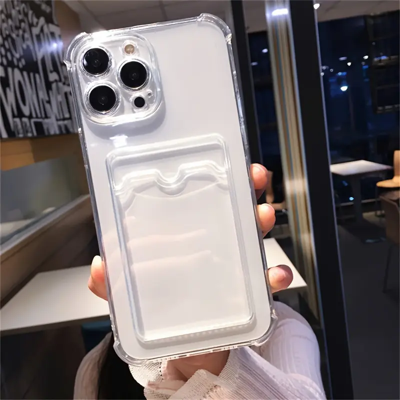 Simple Transparent Card Slot Bag Mobile Phone Case, Can Hold Wallet ID/Bank Card/Card Holder Mobile Phone Case/Can Save Photos Suitable for Apple iPhone 7 8 9 11 12 13 14 15 X XS XR Plus Pro Pro Max SE MINI Series Models