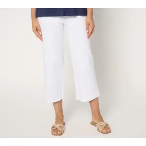 Belle by Kim Gravel Petite TripleLuxe Twill Wide Leg Crop w/ Fray