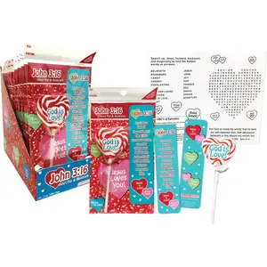 John 3:16 Cherry Flavored Heart Pop, Bookmark & Activity Set, 12 Count