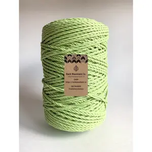 4mm 3 Ply Macrame Cord 3 Strand Twisted Cotton Craft Rope - Light Green Fiber Art String
