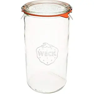 Weck Jar 974 - 1.5L Glass Jars with Large Storage Capacity - Preserving Jars with Airtight Lids Suitable for Pickling - Heat Resistant Canning Jars - Microwave Safe - (1 Jar with Glass Lid) 54 fl. oz