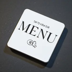 Contactless NFC Menu Tag - Tap to Link for Restaurants Bars Cafes Hotels Salons Events - No QR Code Needed - Fully Editable Links - Adhesive Backing Option - Sleek Professional Look