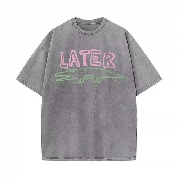 Washed Cotton Tee-Gray
