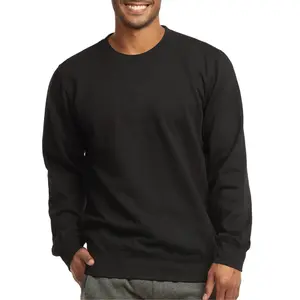 Men's Cotton Fleece Sweatshirt Lightweight Crew Neck Long Sleeve Pullover Hoodie Tops S-3XL Regular Big & Tall Plain Menswear  Simple Solid Sweaters