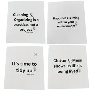 Swedish Dishcloths for Kitchen 5 Pack Geometric Washable Dish Rags 7.48" x 6.69" Absorbent Counter Dish Cloth Sponge Kitchen Wipes Cleaning Cleaner Towels White