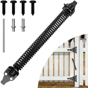 14" Self Closing Adjustable Fence Gate Spring for Wooden or Vinyl Fence, Carbon Steel Black (gate spring-14)