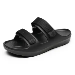 Bruno Marc Men's Slide Sandals Arch Support Adjustable Hook Loop Strap Comfort Summer Beach Slippers