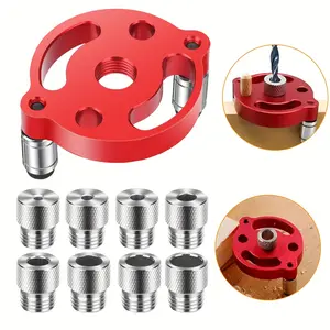 9pcs Aluminum Self-Centering Doweling Jig Kit, Handheld Drill Guide Locator, for Woodworking Precise Hole Making, 3mm-10mm Size Durable Carpentry Tools