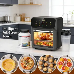 1pc Family Smart Air Fryer Oven,Touch Screen Visible Window Stainless Steel  Non-Stick, for Home Kitchen Roasting Baking Frying, Multifunctional Electric Cooker, Low Oil Healthy Fryer, French Fries Maker, Visible Air Fryer, Countertop Oven biltong
