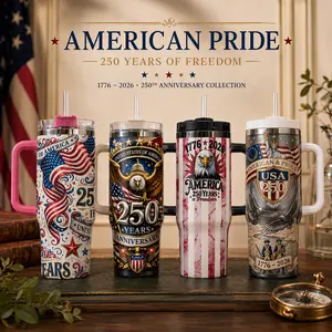 USA 250th Anniversary Tumbler, Patriotic Eagle Statue of Liberty Tumbler 40oz  - USA 1776-2026 Cup with Handle - Patriotic Semiquincentennial Travel Mug