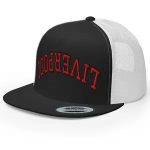 RIVEMUG NX Liverpool Upside Down Embroidered Flat Bill Trucker Hat High Crown Adjustable Cap