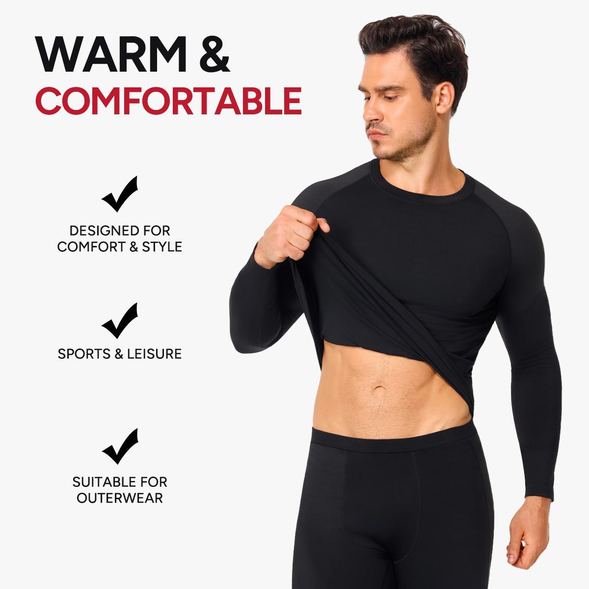 Nebility Men's Sports Outdoor Sweat Underwear Set Fitness Compression Quick-Drying Long-Sleeved Sports Set Base Layer Set