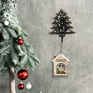 Creative Christmas Tree Decoration Hooks, Simple Heart Shape Ornament Hangers, Metal and Hollow Deer Design