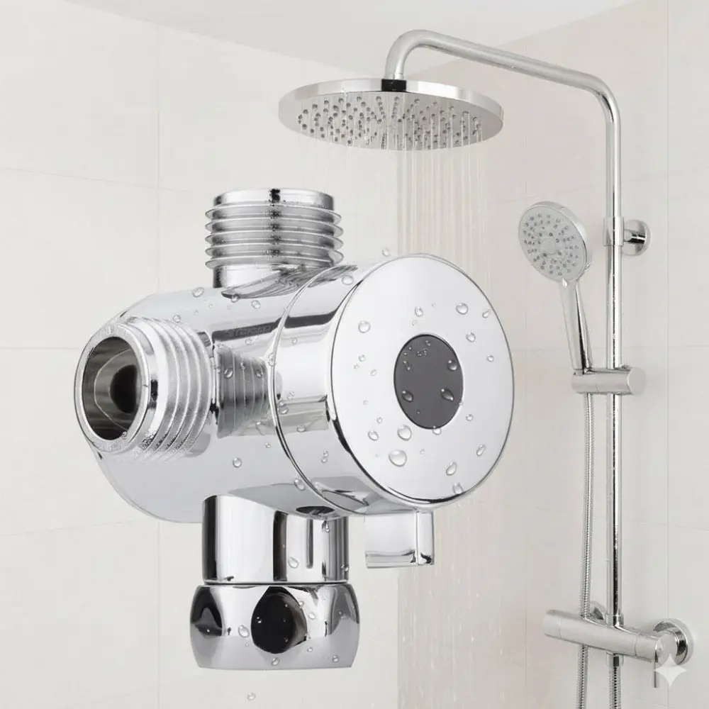 G1/2 Water Splitter Valve - 3-Way Shower & Toilet Sprayer Adapter, Quick Connect Tool-Free Installation, Brass Core Anti-Rust Fitting for Multi-Function Spray Head, Parts