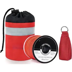 Arborist Throw Line Kit, Slick Arborist Rope Throw Weight Set with Reflective Storage Bag, 100% Polyester Rope, Arborist Equipment for High Limb, Throwing, Climbing, Tree Cutting