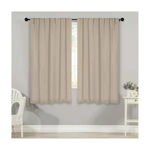Superior Solid Room Darkening Curtains & Back Tabs Set, 42x63