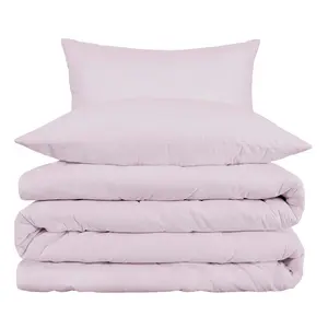 HomeRoots Soft Bedding Set - King Size 3-Piece Cotton Blend Duvet Cover Set, 11x9x4.5 in, Lilac, Soft Bedding Sets