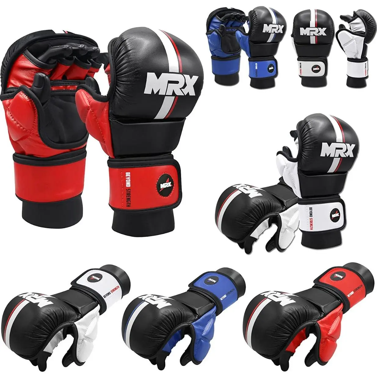 MRX BOXING & FITNESS Men’s Professional Adjustable Sparring Shooter Gloves - Boxing Equipment for MMA Workout, Punch Workout Gear with Hand Wraps, Sports & Outdoor Training, Punching Gloves, Cushioned, Heavy Punching Bag Fight Gloves