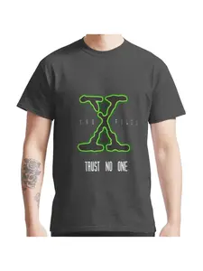 vintage Alien sci fi tv series The X Files Trust No One Glow  Graphic Round Neck T Shirts large size Adult