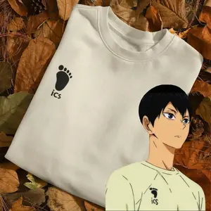 Karasuno ICS Anime Sweater, jumper pullover Volleyball Club Fly shirt, High Foot Tee, slogan College Sport Anime cosplay kage yama Sweatshirt