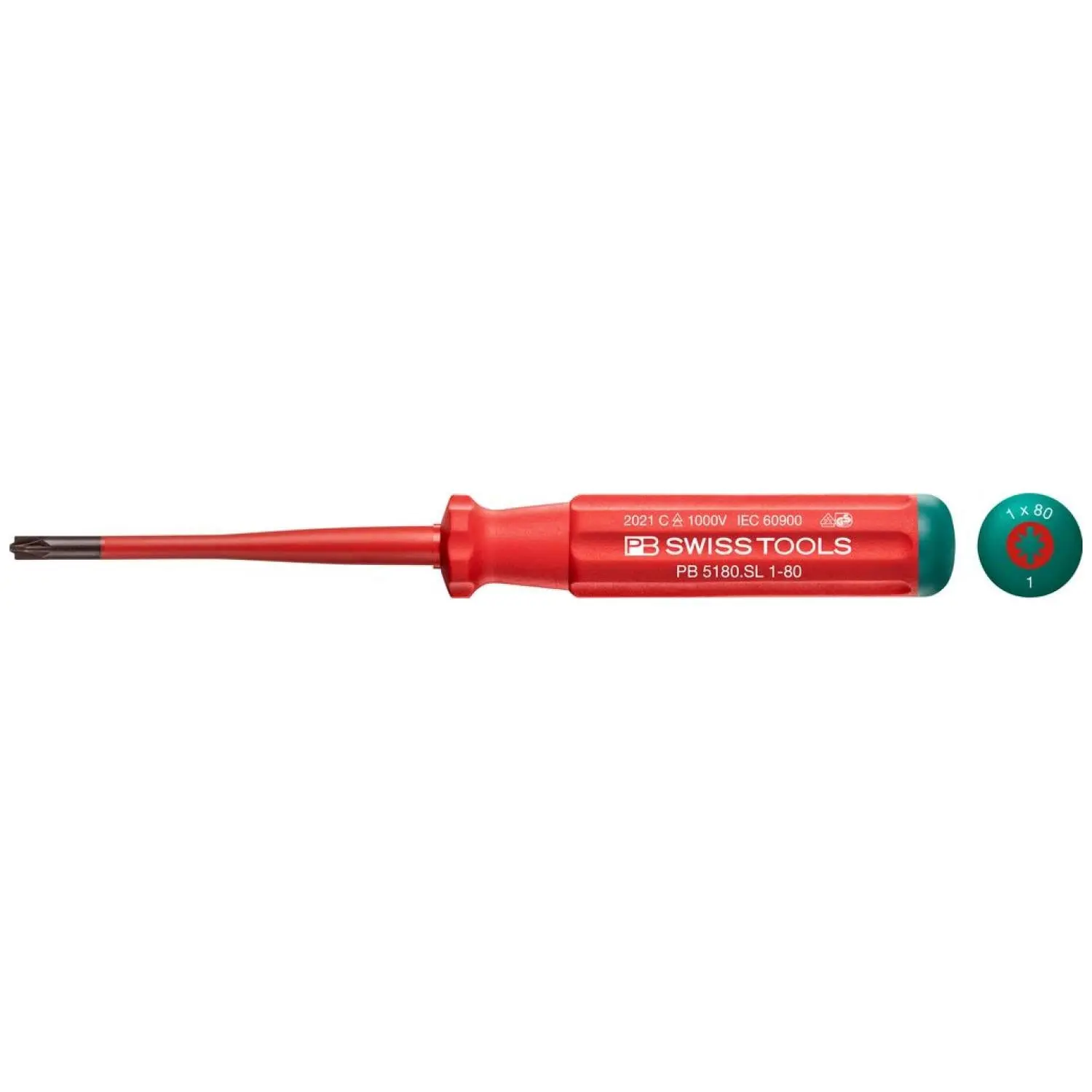 PB Swiss Tools PB 5180.SL 1-80 Classic VDE Insulated Screwdriver PZ1/SL Slim