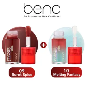 BENC Girls' Night Bundle - 09 Burnt Spice + 10 Melting Fantasy | Spicy Glam & Glitter Glow Vibes | Perfect Lip Combo for a Glossy 3D Shimmer Lips | Collagen & Peptide Dimensional Finish | Stocking Stuffers & Gift Picks